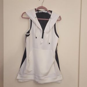 NWT! BLANK NOIR COCOON VEST HOODED BLACK AND WHITE